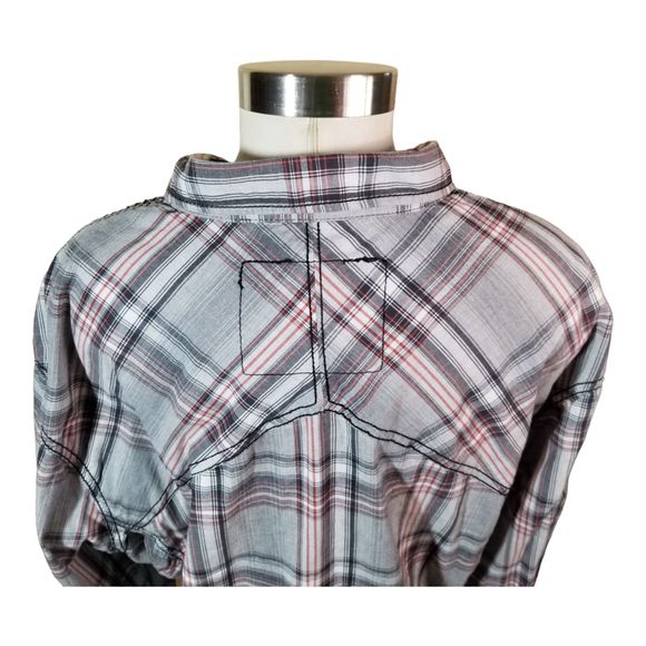 Buckle BLACK Brand Button Up Pearl Snaps Plaid Shirt Top Athletic Fit Sz XXL - Picture 3 of 12
